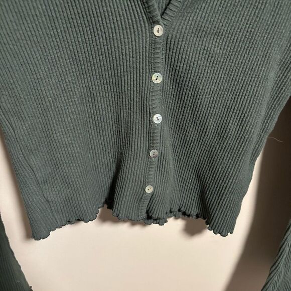 NA-KD Babylock Rib Cardigan in Green- Size XS - Picture 6 of 12